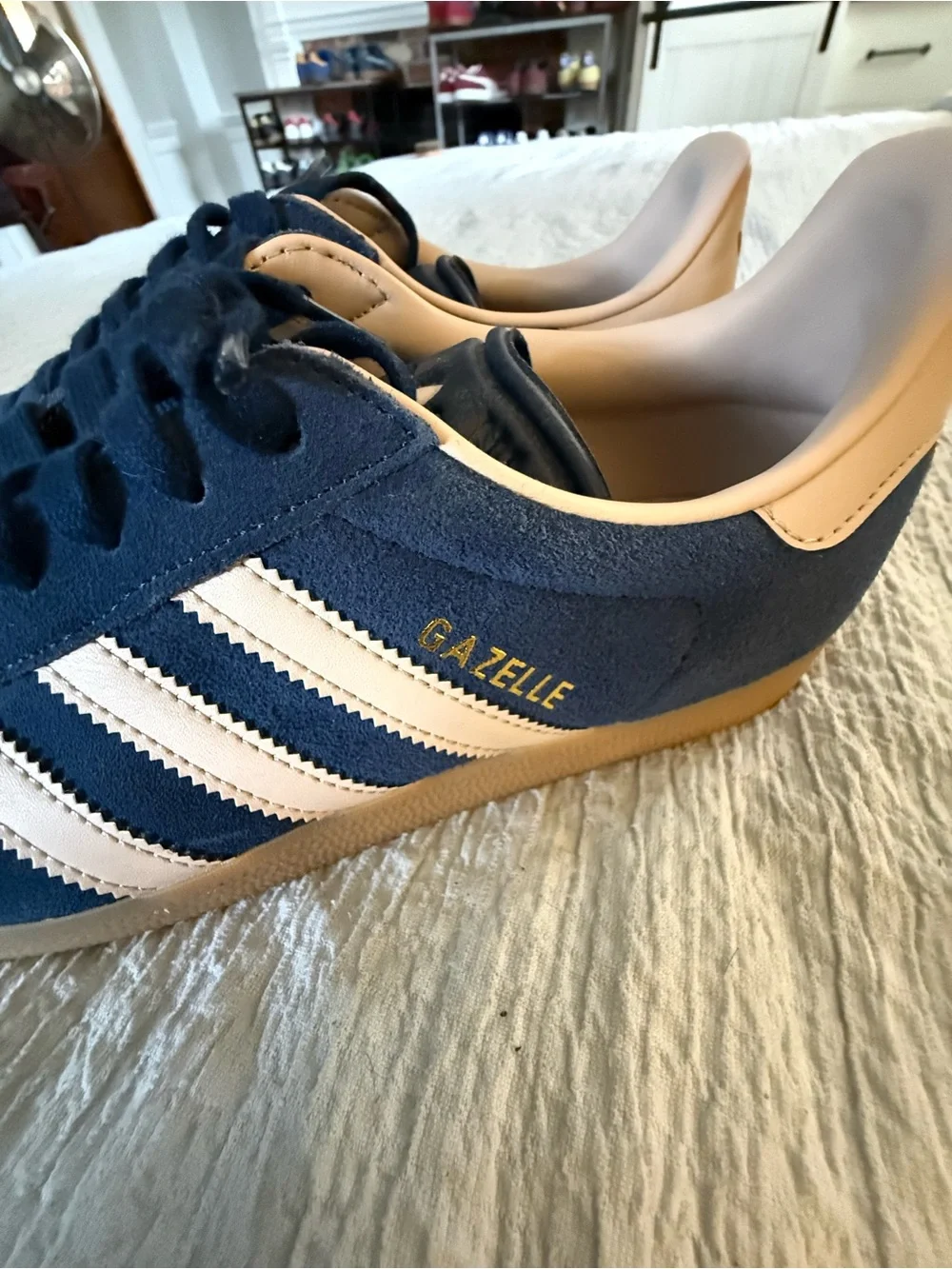 adidas Men’s Navy Suede Sneakers with Cream Accents